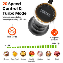 Load image into Gallery viewer, INALSA Hand Blender Mixer|1700W Copper Motor|Chopper,Dough Maker,Whisker &amp; Jar Attachment|Low Noise|20 Speed Control &amp; Turbo Function|BPA Free|Anti-Splash|2 Yr Warranty,Robot Inox 1700 Mix N Blend
