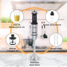Load image into Gallery viewer, INALSA Hand Blender Mixer|1700W Copper Motor|Chopper,Dough Maker,Whisker &amp; Jar Attachment|Low Noise|20 Speed Control &amp; Turbo Function|BPA Free|Anti-Splash|2 Yr Warranty,Robot Inox 1700 Mix N Blend
