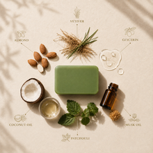 Load image into Gallery viewer, Ankaha's Luxury Soap |SAGE NOIR | Vetiver, Almond, Cocunut, Musk, Tea tree, Patchouli, Glycerin| Ayurvedic Handmade Organic Bath Soap| Scented Soap For Smooth &amp; Soft Skin | 125 g x 2
