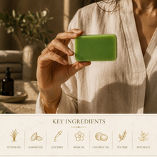 Load image into Gallery viewer, Ankaha's Luxury Soap |SAGE NOIR | Vetiver, Almond, Cocunut, Musk, Tea tree, Patchouli, Glycerin| Ayurvedic Handmade Organic Bath Soap| Scented Soap For Smooth &amp; Soft Skin | 125 g x 2
