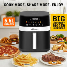 Load image into Gallery viewer, INALSA Air Fryer 5.5 ltr|1400 W with Air Crisp Technology|Air-Fryer with Digital Display|8 Preset Menu &amp; Function Symbols|Air fry, Bake,Roast,Reheat,Dehydrate
