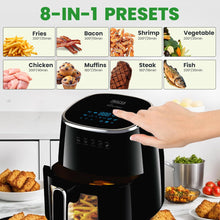 Load image into Gallery viewer, INALSA Non-Toxic Ceramic Coated Air fryer 5.5 L &amp; 1600 W Power|No PTFE, PFAS, PFOA &amp; Microplastics|Visible Window|Digital Touch Panel,8 Presets|Low Oil Healthy Cooking, Tasty Fry CDW 5.5
