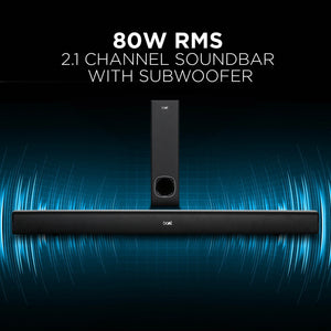 boAt Aavante Bar 1200 80W Bluetooth Soundbar with Remote (Stereo Surround Sound, 2.1 Channel, Black)